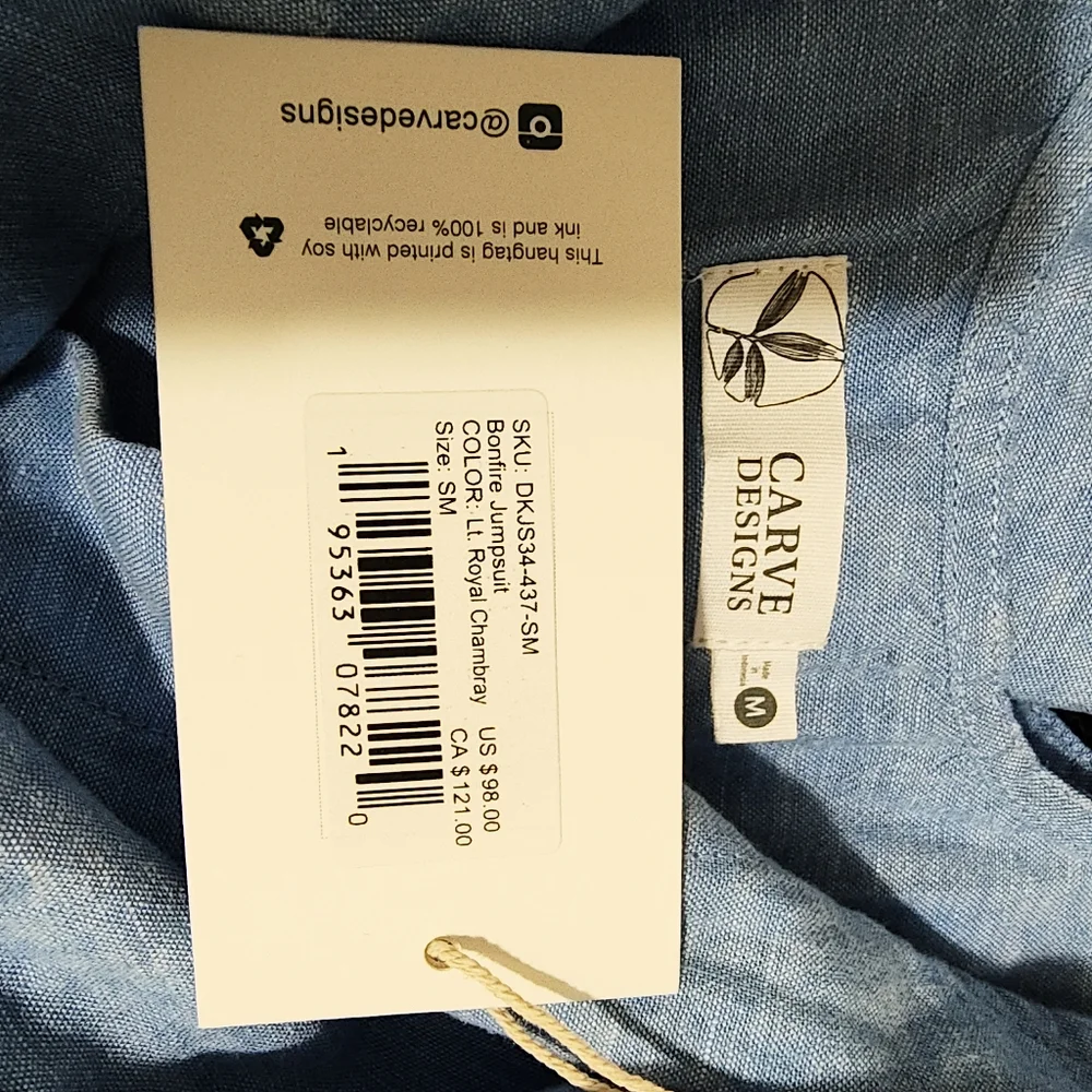Carve Designs Blue Sleeveless V-Neck Pantsuit - Picture 4 of 6